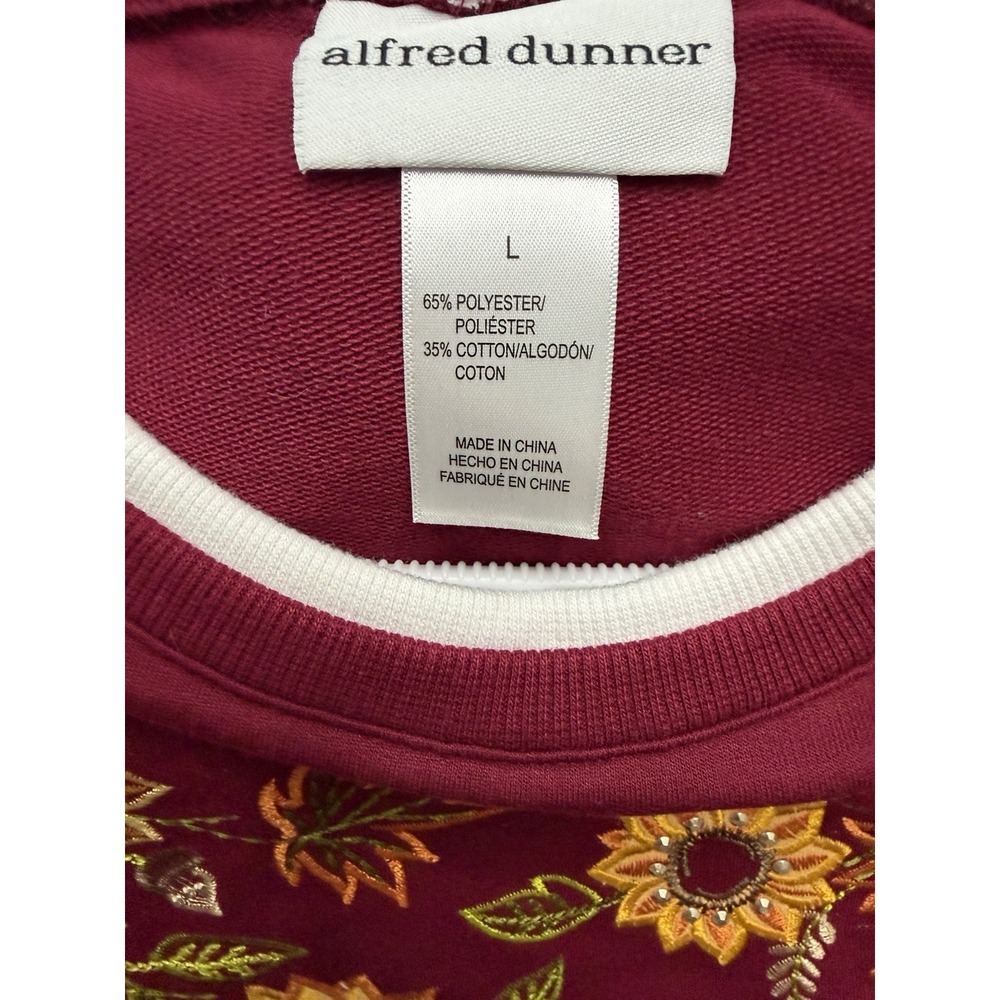 Vintage Alfred Dunner Women's Large Burgundy Embroidered Fall Sweatshirt Granny - Picture 4 of 7